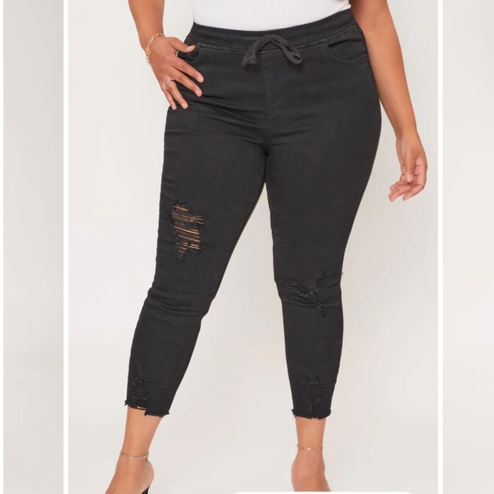 YMI High Rise Ankle Distressed Joggers NWT